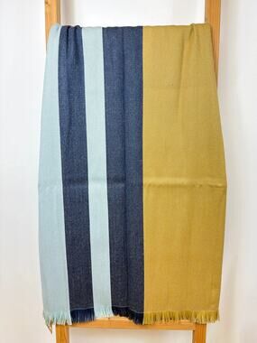 NWT Shupaca Baby Alpaca Blend Throw Blanket 50x70 Indigo Gold Soft Cozy